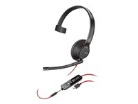Poly Blackwire 5210 - Blackwire 5200 series - headset - på øret - kablet - 3,5 mm jackstik, USB-C - sort - Certified for Microsoft Teams, Certified for Skype for Business, Cisco Jabber Certified, Avaya Certified, Works With Chromebook Certified, Zoom Certified, UC-certificeret 8X230AA