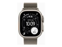 Apple Watch Ultra 3 - 49 mm - naturlig titanium - Ja smart ur med milanesisk løkke - båndstørrelse: L - 64 GB - LTE, NFC, Wi-Fi 4, UWB, Bluetooth - 5G - 61.6 g MF0E4DH/A