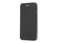Insmat Exclusive Folio Case - Flipomslag til mobiltelefon - papir, polyurethan, karton, aluminumfolie, termoplastisk polyuretan (TPU) - sort - for Apple iPhone 7, 8 650-2763