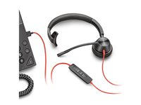Poly Blackwire 3315 - Blackwire 3300 series - headset - på øret - kablet - 3,5 mm jackstik, USB-C - sort - UC-certificeret 8X217AA