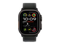 Apple Watch Ultra 2 - 49 mm - sort titanium - smart ur med Trail Loop - nylonflet - sort - båndstørrelse: S/M - 64 GB - LTE, Wi-Fi 4, UWB, Bluetooth - 4G - 61.8 g MX4U3DH/A