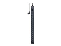 APC Easy Basic Rack PDU EPDU1116B-SCH - Strømfordelingsenhed (rackversion) - AC 200/208/230 V - 3680 VA - input: CEE 7/4 - output-stikforbindelser: 14 (power CEE 7/3) - 0U - 3 m ledning - sort - for P/N: AR9300SP, AR9300SP-R, AR9307SP, AR9307SP-R, SMC1000I-2UC, SMC1000IC, SMC1500I-2UC EPDU1116B-SCH