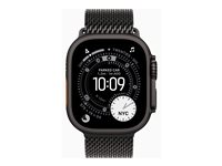 Apple Watch Ultra 3 - 49 mm - sort titanium - Ja smart ur med milanesisk løkke - båndstørrelse: L - 64 GB - LTE, NFC, Wi-Fi 4, UWB, Bluetooth - 5G - 61.8 g MF1T4DH/A