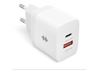 HyperJuice - Strømforsyningsadapter - 20 Watt - PD - 2 output-stikforbindelser (USB, USB-C) - hvid - Europa HJ205EU