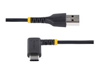 StarTech.com 1ft (30cm) USB A to C Charging Cable Right Angle, Heavy Duty Fast Charge USB-C Cable, USB 2.0 A to Type-C, Durable and Rugged Aramid Fiber, 3A, S20/iPad/Pixel - High Quality USB Charging Cord (R2ACR-30C-USB-CABLE) - USB-kabel - USB (han) lige til 24 pin USB-C (han) højrevinklet - Thunderbolt 3 / USB 2.0 - 3 A - 30 cm - sort R2ACR-30C-USB-CABLE