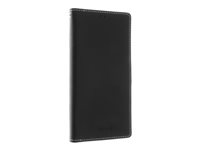 Insmat - Flipomslag til mobiltelefon - ægte læder, karton+papir+aluminiumsfolie, termoplastisk polyuretan (TPU), bomuldssyninger - sort - for HMD Skyline 650-3271