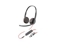 HP Poly Blackwire 3225 - Blackwire 3200 Series - headset - på øret - kablet - 3,5 mm jackstik, USB-C - sort - Certified for Skype for Business, Cisco Jabber Certified, Avaya Certified, UC-certificeret 8X229AA