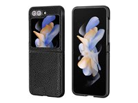 Insmat - Bagsidecover til mobiltelefon - polykarbonat, polyurethan, leatherette - sort - for Samsung Galaxy Z Flip5 650-1172