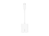Belkin Connect Audio + Charge - USB-C til USB-C hovedtelefon/opladningsadapter - USB-C han til USB-C hun - 14 m - hvid - USB Power Delivery (60W) F7U081BTWH
