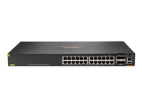 HPE Aruba CX 6300F - Switch - kun vandret overflademontering - L3 - Administreret - 24 x 10/100/1000 (PoE+) + 4 x 50 Gigabit Ethernet SFP56 - front og side til ryg - monterbar på stativ - PoE+ - TAA-kompatibel S0G96A