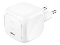 Belkin BoostCharge - Strømforsyningsadapter - kompakt - 65 Watt - Power Delivery 3.1 (USB-C) - hvid WCA011KQWH
