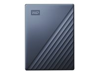 WD My Passport Ultra WDBC3C0020BBL - Harddisk - krypteret - 2 TB - ekstern (bærbar) - USB 3.0 (USB-C stikforbindelse) - 256-bit AES - blå WDBC3C0020BBL-WESN