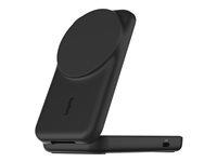 Belkin UltraCharge - Trådløs opladningsstander - 2-i-1, Qi2, magnetisk, foldbar + AC-strømadapter - 25 Watt - Ultra Fast Charge (24 pin USB-C) - sort WIZ038KQBK