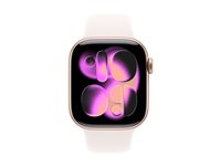 Apple Watch Series 11 (GPS) - 42 mm - roseguldaluminium - smart ur med sportsbånd - fluoroelastomer - lyserød - båndstørrelse: M/L - 64 GB - Wi-Fi 4, UWB, Bluetooth - 30.3 g MEU44QN/A
