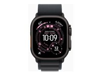 Apple Watch Ultra 3 - 49 mm - sort titanium - Ja smart ur med Alpine Loop - tekstil - sort - båndstørrelse: M - 64 GB - LTE, NFC, Wi-Fi 4, UWB, Bluetooth - 5G - 61.8 g MF0V4DH/A