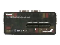 StarTech.com 4 Port Black USB KVM Switch Kit with Cables and Audio - desktop KVM Switch - VGA KVM Switch - USB KVM Switch 4 Port (SV411KUSB) - KVM / audio-switch - 4 x KVM / audio - 1 lokalbruger - desktop SV411KUSB