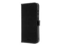 Insmat Exclusive - Bagsidecover til mobiltelefon - ægte læder, karton+papir+aluminiumsfolie, termoplastisk polyuretan (TPU), bomuldssyninger - sort - for Samsung Galaxy A55 650-3233