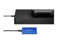 Samsung T7 MU-PC1T0H - SSD - krypteret - 1 TB - ekstern (bærbar) - USB 3.2 Gen 2 (USB-C stikforbindelse) - 256-bit AES - indigoblå MU-PC1T0H/WW