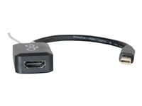 C2G 20cm Mini DisplayPort to HDMI Adapter - Thunderbolt to HDMI Converter M/F - Black - DisplayPort kabel - Mini DisplayPort (han) til HDMI (hun) - 20 cm - sort 84313