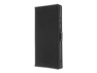 Insmat Exclusive - Flipomslag til mobiltelefon - ægte læder, papir, polyurethan, karton, bomuld, aluminumfolie, bronze, termoplastisk polyuretan (TPU) - sort - for Samsung Galaxy S23 Ultra 650-3137