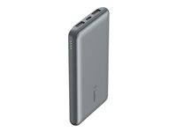 Belkin BoostCharge - Powerbank - 10000 mAh - 15 Watt - 3 A - 3 output-stikforbindelser (2 x USB, USB-C) - på kabel: USB-C - space grey BPB011BTGY