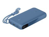 Belkin BoostCharge - Powerbank - med display - 20000 mAh - 20 Watt - PD - 3 output-stikforbindelser (2 x USB-C, USB) - på kabel: USB-C - blå BPB028HQBL