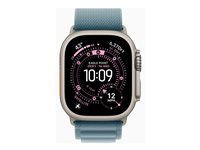 Apple Watch Ultra 3 - 49 mm - naturlig titanium - Ja smart ur med Alpine Loop - tekstil - lyseblå - båndstørrelse: M - 64 GB - LTE, NFC, Wi-Fi 4, UWB, Bluetooth - 5G - 61.6 g MEWM4DH/A