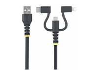 StarTech.com 3.3ft USB Multi Charging Cable, Lightning/Micro-USB/Type-C - USB-kabelkit - 3 A - 1 m - robust, passivt - sort RLTCUB1MBK