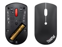 Lenovo ThinkPad Silent - Mus - højre- og venstrehåndet - blå optisk - 3 knapper - trådløs - Bluetooth 5.0 - sort - detailsalg 4Y50X88822