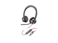 HP Poly Blackwire 8225 - Blackwire 8200 series - headset - på øret - kablet - aktiv støjfjerning - USB-C - sort - Zoom Certified, UC-certificeret 8X223AA