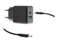 Insmat TRIDON Series Dual USB Travel Charger - Strømforsyningsadapter - 20 Watt - 3 A (24 pin USB-C) - sort 530-9340