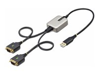StarTech.com 2ft (60cm) 2-Port USB to Serial Adapter Cable, Interchangeable DB9 Screws/Nuts, COM Retention, USB-A to DB9 RS232, FTDI, Level-4 ESD Protection, Windows/macOS/ChromeOS/Linux - Rugged TPE Construction (2P1FFC-USB-SERIAL) - USB / serielkabel - USB (han) til DB-9 (han) - 60 cm - sort 2P1FFC-USB-SERIAL