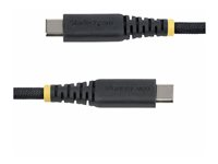 StarTech.com - USB-kabel - 24 pin USB-C (han) til 24 pin USB-C (han) - USB 2.0 - 3 A - USB Power Delivery (60W), lige, robust, Power Delivery 2.0 support - sort USB2CC1MNCBR