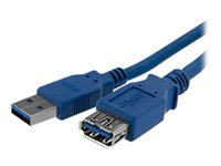 StarTech.com 1m Blue SuperSpeed USB 3.0 Extension Cable A to A - Male to Female USB 3 Extension Cable Cord 1 m (USB3SEXT1M) - USB forlængerkabel - USB Type A (han) til USB Type A (hun) - USB 3.0 - 1 m - sort - for P/N: 2SD4FCRU3, CFASTRWU3, HB30A4AIB, HB30C4AIB, HB31C4AB, MSDREADU3CA, USB3SAA3MBK USB3SEXT1M