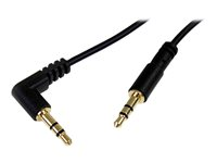 StarTech.com 3 ft. (0.9 m) 3.5mm Audio Cable - 3.5mm Slim Audio Cable - Right Angle - Male/Male - Aux Cable (MU3MMSRA) - Audiokabel - mini-phone stereo 3.5 mm han til mini-phone stereo 3.5 mm han - 91 cm - sort - højrevinklet stikforbindelse - for P/N: SV231DVGAU2A, SV431DVGAU2A MU3MMSRA