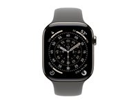 Apple Watch Series 11 (GPS + Cellular) - 46 mm - naturlig titanium - smart ur med sportsbånd - fluoroelastomer - stengrå - båndstørrelse: M/L - 64 GB - LTE, Wi-Fi 4, UWB, Bluetooth - 5G - 43.1 g MFCX4QN/A