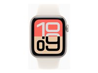 Apple Watch SE 3 (GPS + Cellular) - 44 mm - stjernelys-aluminium - smart ur med sportsbånd - fluoroelastomer - stjernelys - båndstørrelse: S/M - 64 GB - LTE, Wi-Fi 4, Bluetooth - 5G - 33 g MEPE4QN/A