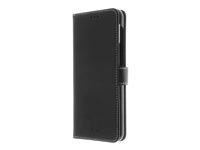 Insmat Exclusive - Flipomslag til mobiltelefon - ægte læder, termoplastisk polyuretan (TPU), karton+papir+aluminiumsfolie, bomuldssyninger - sort - for Samsung Galaxy A13 650-3063