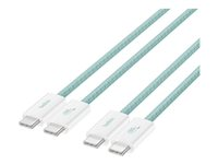 Belkin BoostCharge - USB-kabel - 24 pin USB-C (han) til 24 pin USB-C (han) - 1.5 m - USB Power Delivery (60W), flettet kabel - grøn (pakke med 2) BBD008HQ05GR2PK