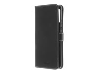 Insmat - Flipomslag til mobiltelefon - ægte læder, polykarbonat, bomuldssyninger, pap+papir, polyuretan (PU) - sort - for Motorola Edge 40 Pro 650-3167