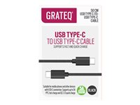 GRATEQ - USB-kabel - USB-C (han) til USB-C (han) - AC 100-240 V - 5 A - 50 cm - USB Power Delivery (100 W) - sort 85064QC