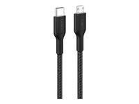 Belkin BoostCharge Pro - USB-kabel - 24 pin USB-C (han) til Micro-USB Type B (han) - 1 m - flettet kabel, USB Power Delivery (15W) CAB026HQ1MBK