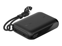 Belkin BoostCharge - Powerbank - med display - 10000 mAh - 20 Watt - PD, Fast Charge - 2 output-stikforbindelser (USB-C) - på kabel: USB-C - sort BPB027HQBK