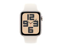 Apple Watch SE (GPS) - 2. generation - 40 mm - stjernelys-aluminium - smart ur med sportsbånd - fluoroelastomer - stjernelys - båndstørrelse: S/M - 32 GB - Wi-Fi 4, Bluetooth - 26.4 g MXEF3QN/A