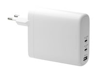 dbramante1928 re-charge - Strømforsyningsadapter - 140 Watt - Power Delivery 3.1 - 3 output-stikforbindelser (USB-C, USB) - hvid - Europa CI140EUWH7101