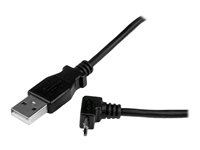 StarTech.com 1m Micro USB Cable Cord - A to Up Angle Micro B - Up Angled Micro USB Cable - 1x USB A (M), 1x USB Micro B (M) - Black (USBAUB1MU) - USB-kabel - Micro-USB Type B (han) til USB (han) - USB 2.0 - 1 m - 90° stikforbindelse, formet - sort USBAUB1MU