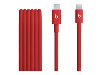 Beats - Lightning-kabel - 24 pin USB-C han til Lightning han - 1.5 m - hurtig rød - flettet kabel, Fast Charging, forstærket design MFEH4ZM/A