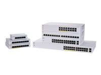 Cisco Business 110 Series 110-24PP - Switch - ikke administreret - 12 x 10/100/1000 (PoE) + 12 x 10/100/1000 + 2 x combo Gigabit SFP - monterbar på stativ, desktop, væg-monterbar - PoE (100 W) - Genproduceret CBS110-24PP-EU-RF