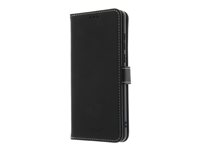 Insmat - Flipomslag til mobiltelefon - ægte læder, karton+papir+aluminiumsfolie, termoplastisk polyuretan (TPU), bomuldssyninger - sort - for OnePlus 13 650-3311