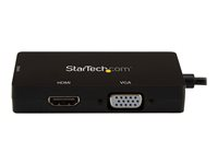 StarTech.com 4K USB C to HDMI, VGA & DVI Multi Port Video Display Adapter for Mac / Windows Laptop & Monitor (CDPVGDVHDBP) - Videoadapter - 24 pin USB-C han til HD-15 (VGA), DVI-I, HDMI hun - 15 cm - sort - aktiv omformer, 4K30 Hz (3840 x 2160) support (HDMI), 1920 x 1200 (WUXGA) support 60 Hz (DVI og VGA) CDPVGDVHDBP